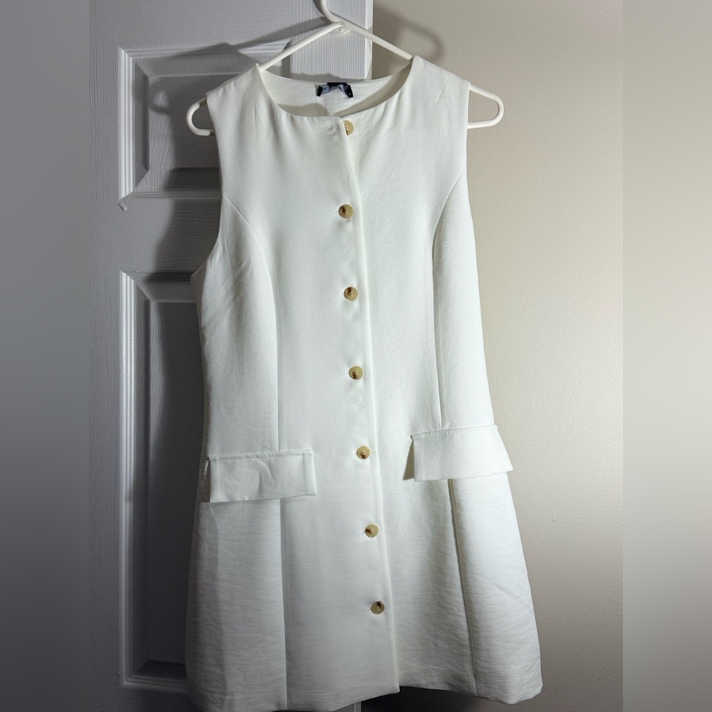 Sincerely Jules White Dress with Gold Accents